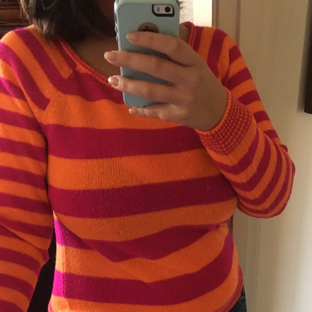 Pink and orange striped sweater Aeropostale